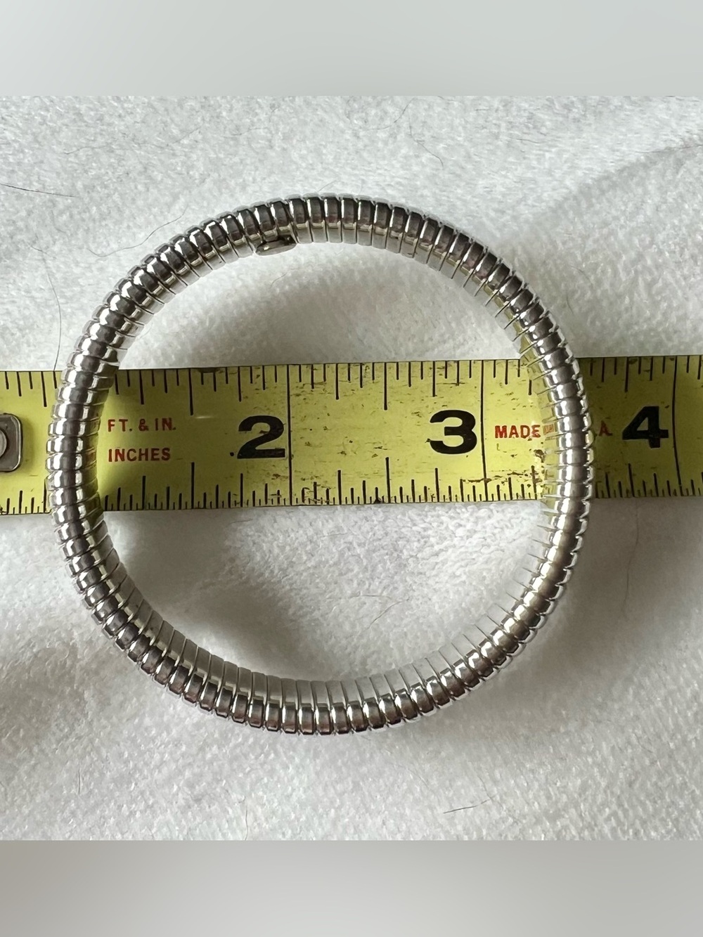 Silver Ribbed Bangle Bracelet - Picture 6 of 7